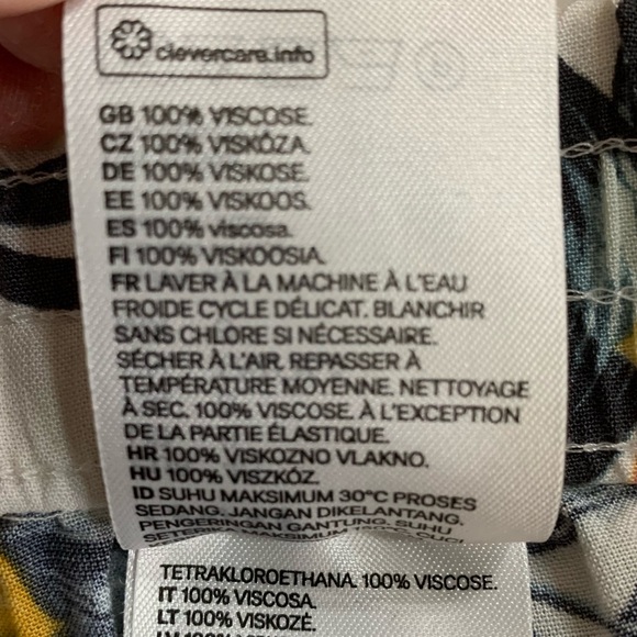 H&M BOHO BAGGY LOOSE FIT FLORAL TROPICAL PATTERN PULL ON ANKLE PANTS - Picture 8 of 8